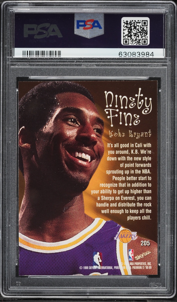 1998 Skybox Premium Kobe Bryant #205 PSA 9 MINT - Photo 2