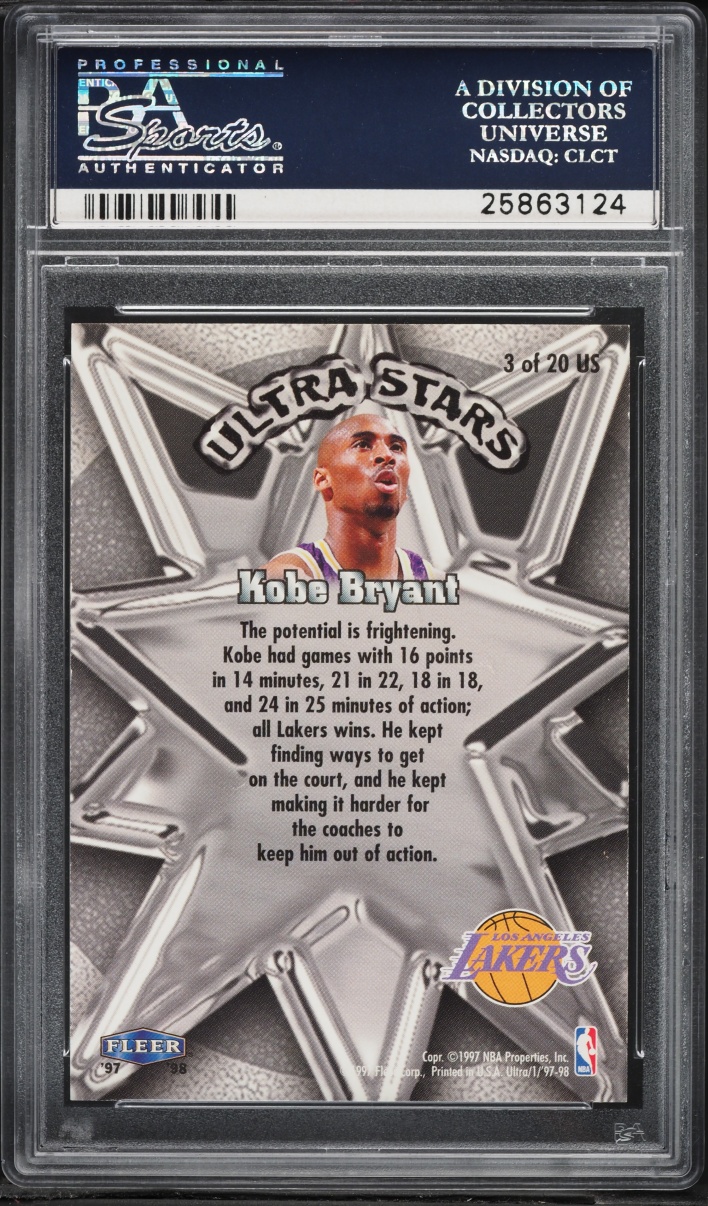1997 Ultra Stars Kobe Bryant #3US PSA 9 MINT - Photo 2