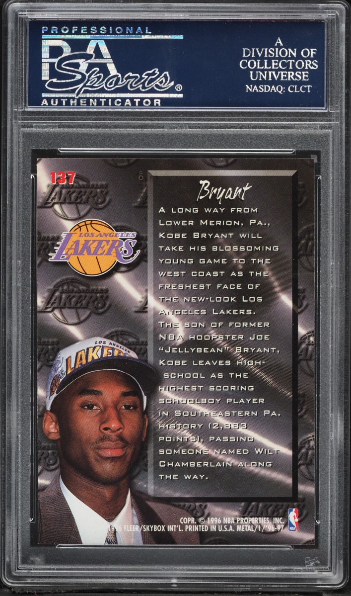 1996 Metal Fresh Foundation Kobe Bryant ROOKIE #137 PSA 9 MINT - Photo 2