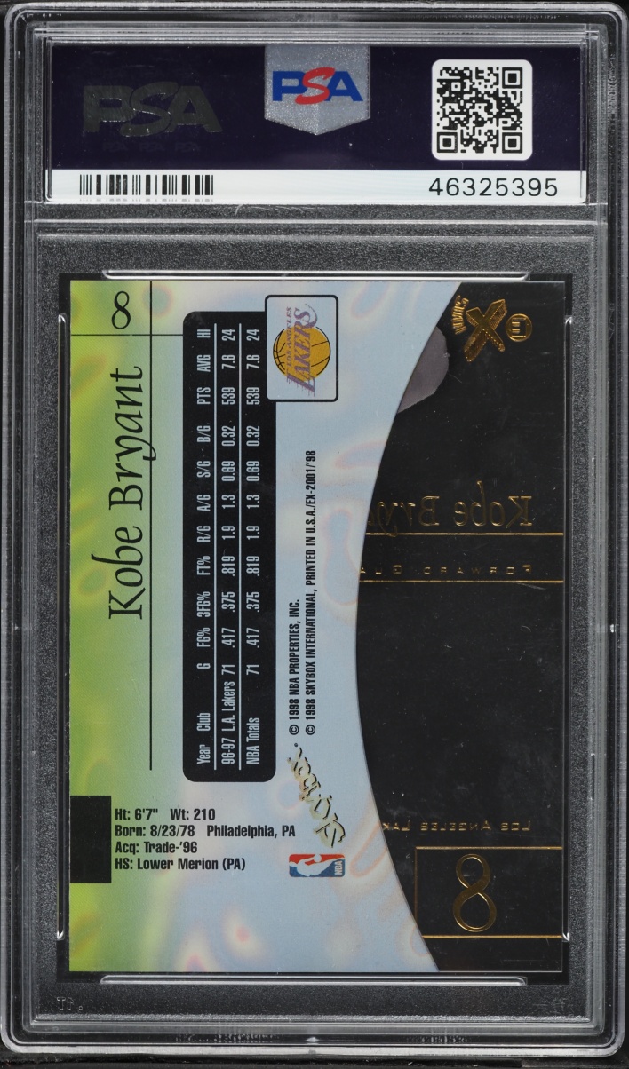 1997 Skybox E-X2001 Kobe Bryant #8 PSA 9 MINT - Photo 2