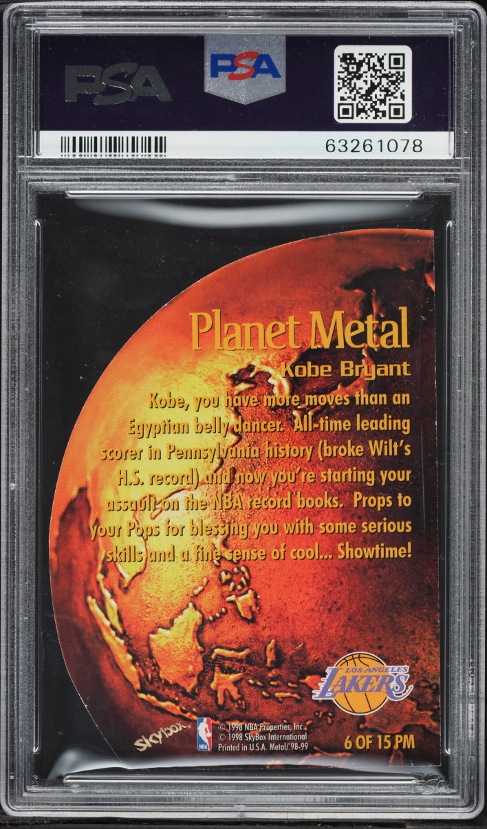 1998 Metal Universe Planet Die-Cut Kobe Bryant #6 PSA 8.5 NM-MT+ - Photo 2