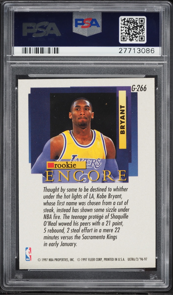 1996 Ultra Gold Medallion Kobe Bryant ROOKIE #G-266 PSA 9 MINT - Photo 2
