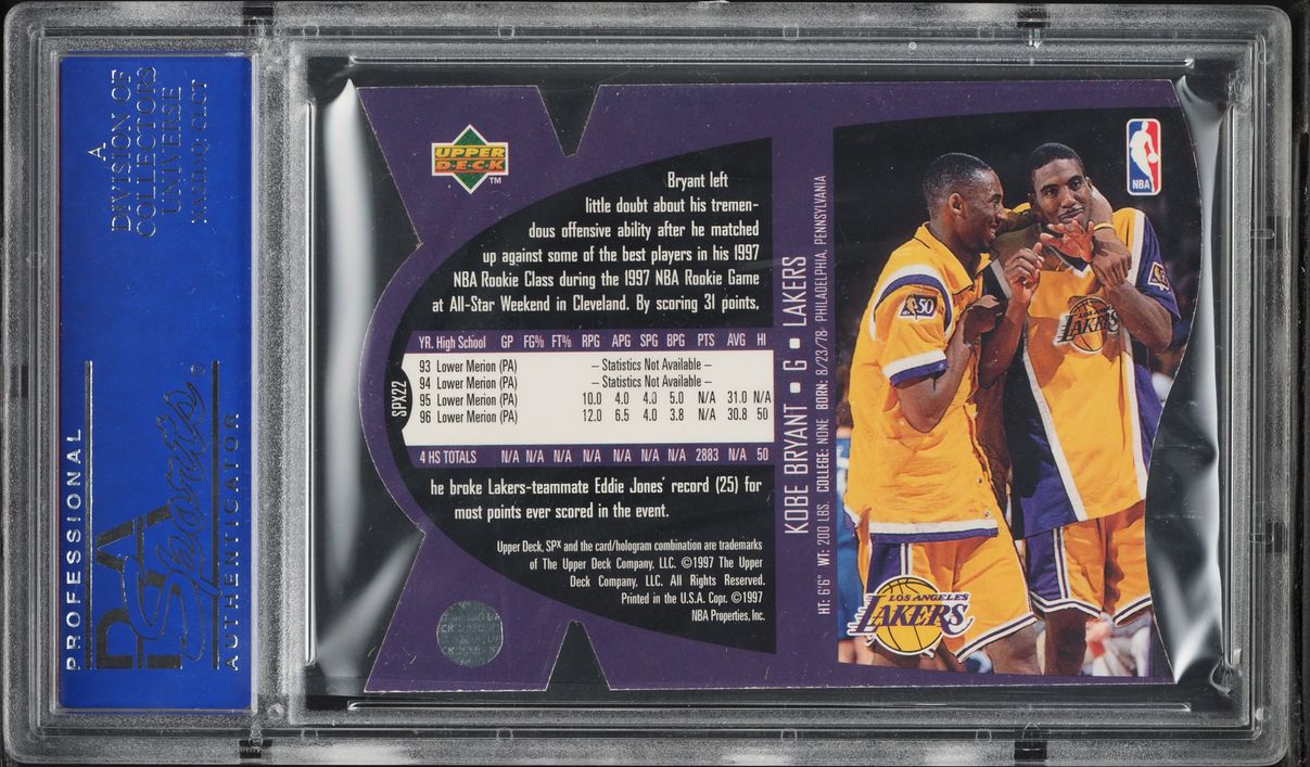 1997 SPx Gold Die-Cut Kobe Bryant #22 PSA 9 MINT - Photo 2