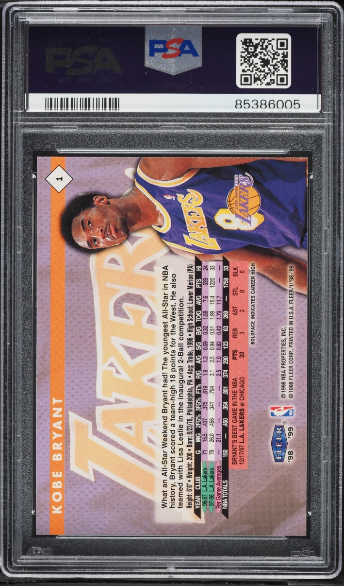 1998 Fleer Tradition Kobe Bryant w/ Michael Jordan #1 PSA 9 MINT - Photo 2
