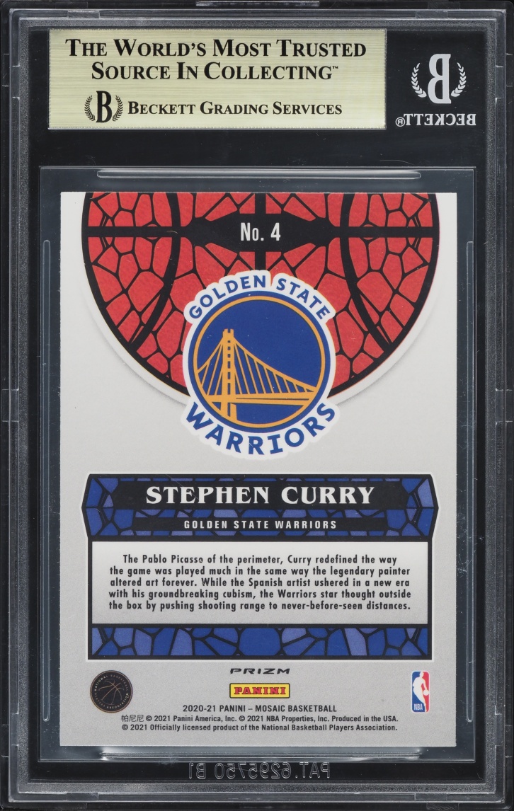 2020 Panini Mosaic Stained Glass Stephen Curry #4 BGS 10 PRISTINE
