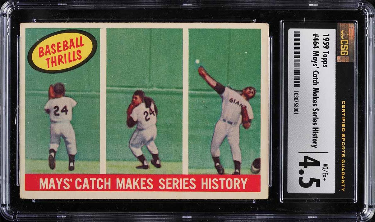 1959 Topps Willie Mays CATCH MAKES SERIES HISTORY #464 CSG 4.5 VGEX+