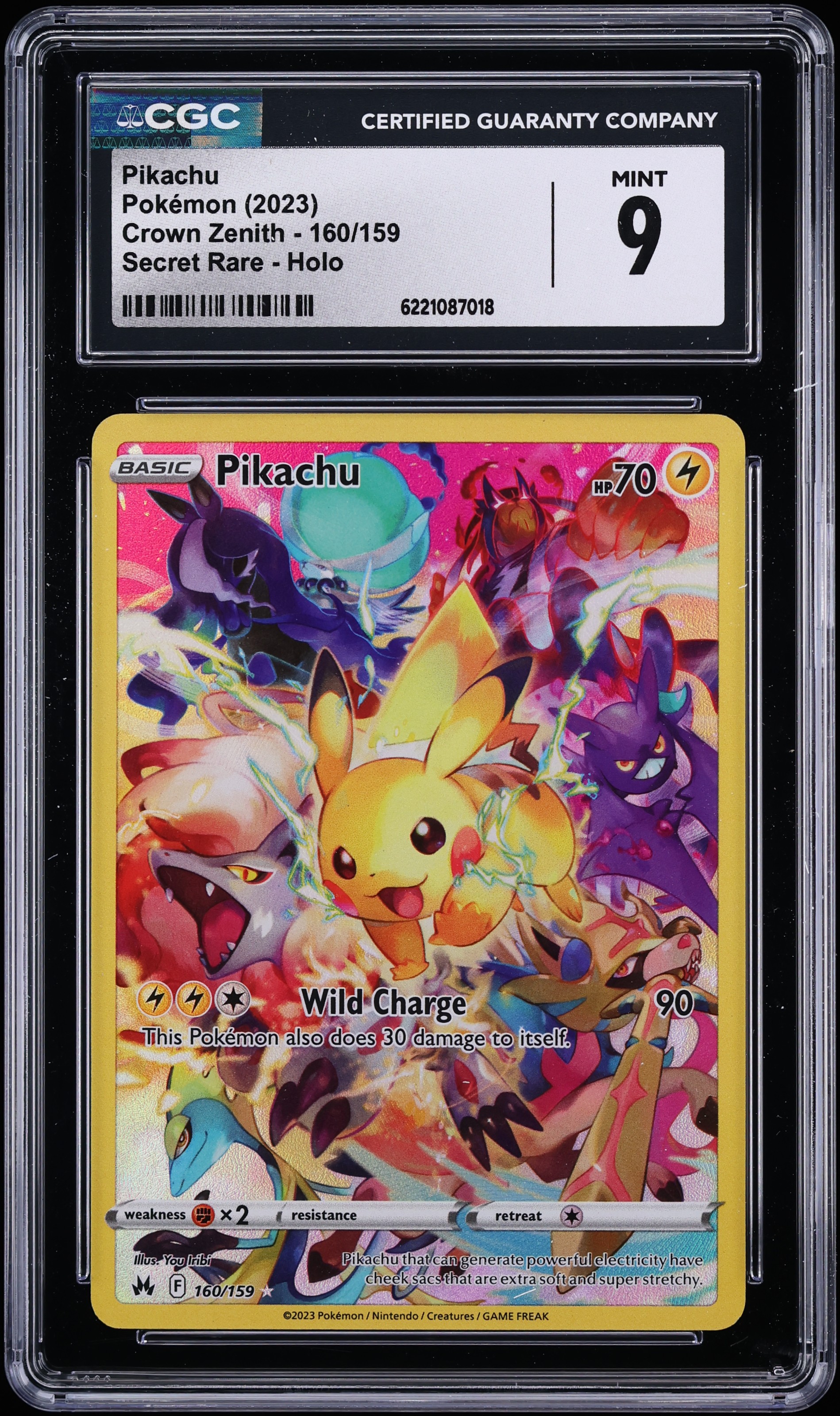 2023 Pokemon Sword & Shield Crown Zenith SEC Pikachu #160 CGC 9 MINT
