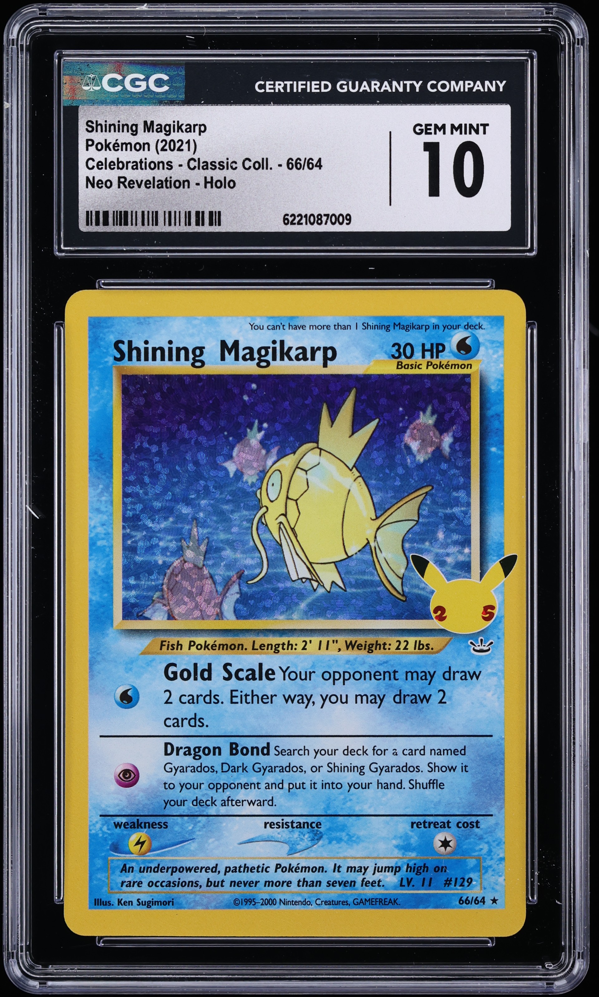 2021 Pokemon Sword & Shield Celebrations Classic Holo Shining Magikarp #66 CGC 10 GEM MINT