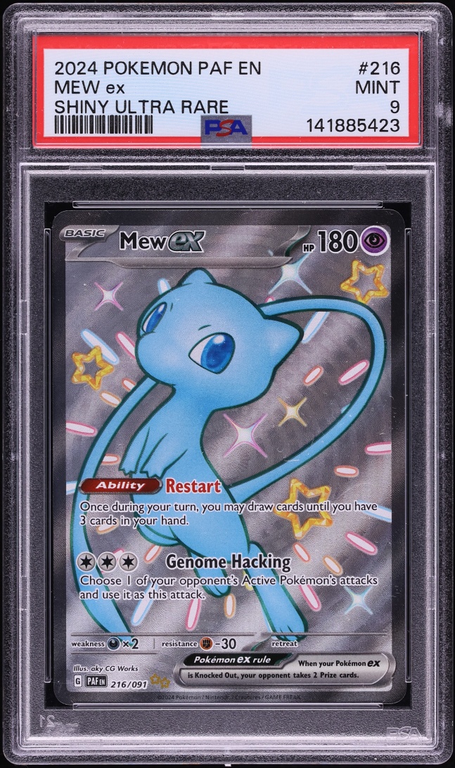 2024 Pokemon Scarlet & Violet Paldean Fates Full Art Shiny Mew ex #216 PSA 9 MINT