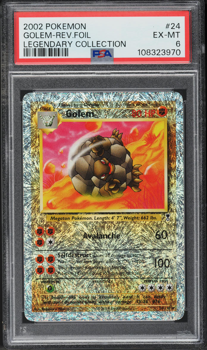 2002 Pokemon Legendary Collection Reverse Holo Golem #24 PSA 6 EXMT