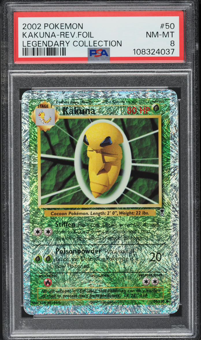 2002 Pokemon Legendary Collection Reverse Holo Kakuna #50 PSA 8 NM-MT