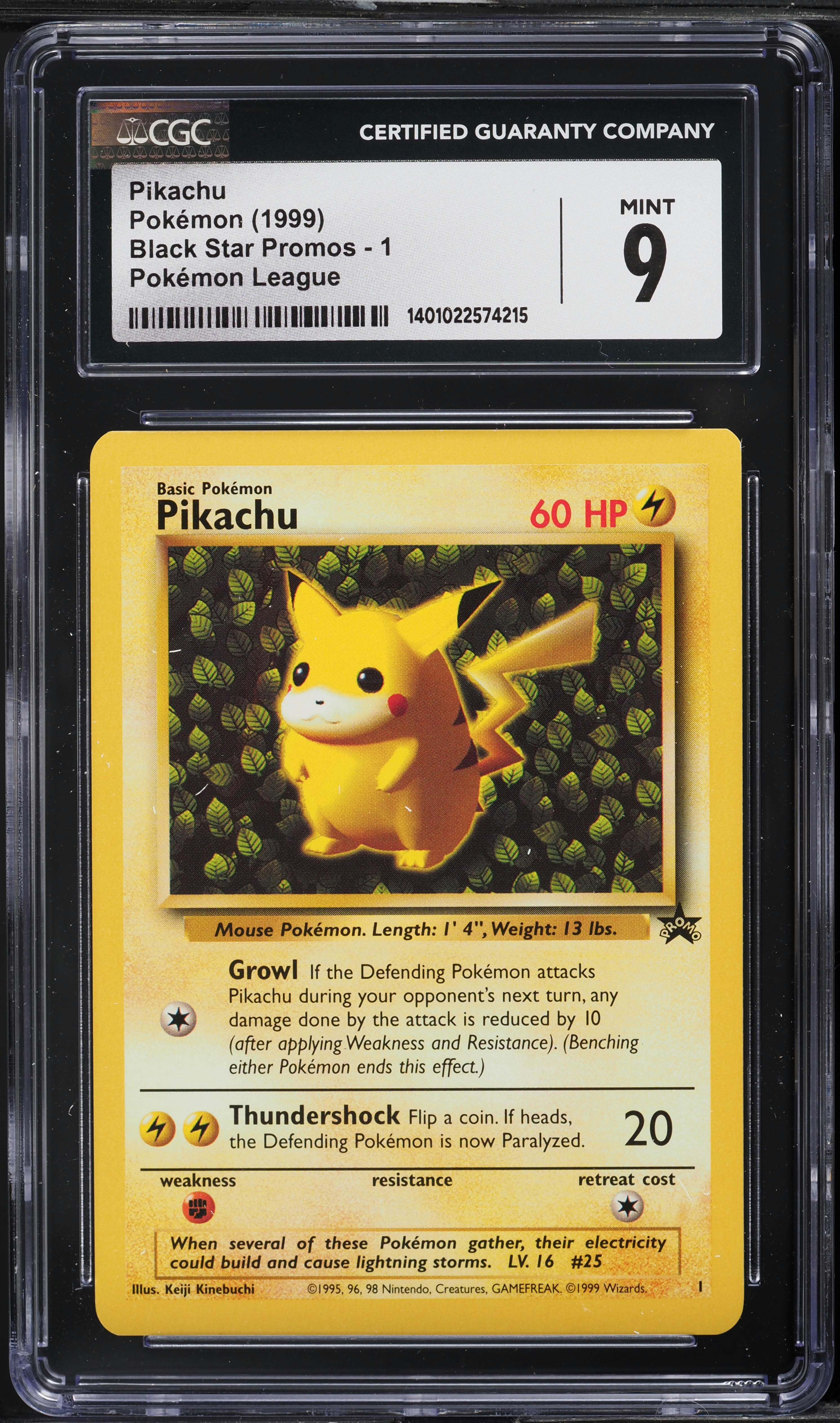 1999 Pokemon League Black Star Promo Pikachu #1 CGC 9 MINT