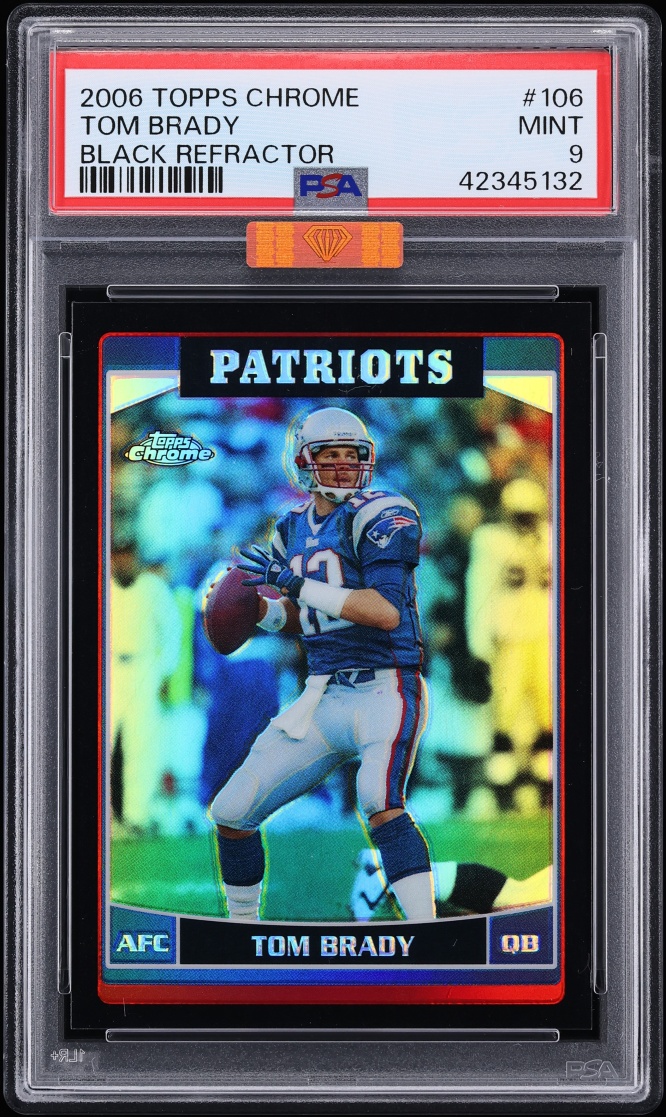 2006 Topps Chrome Black Refractor Tom Brady /199 #106 MBA PSA 9 MINT