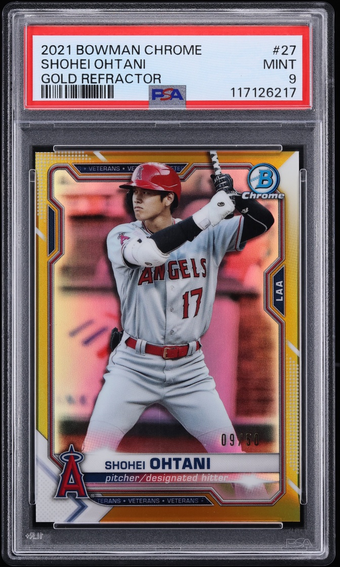 2021 Bowman Chrome Gold Refractor Shohei Ohtani /50 #27 PSA 9 MINT