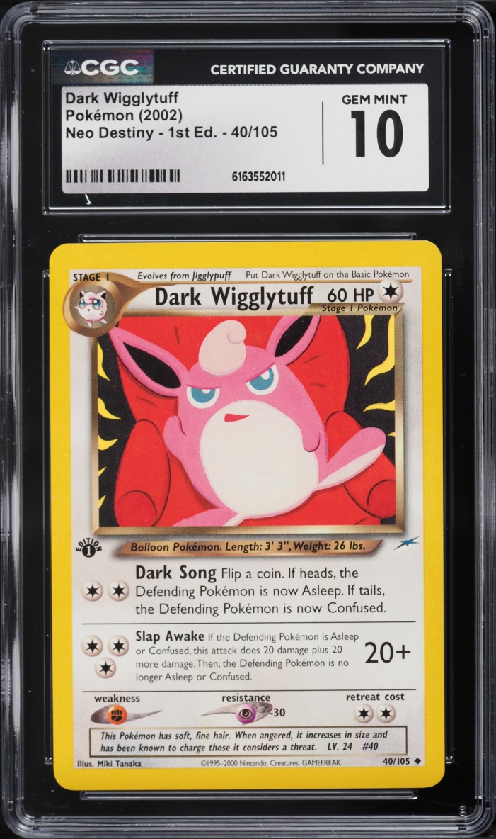 2002 Pokemon Neo Destiny 1st Edition Dark Wigglytuff #40 CGC 10 GEM MINT