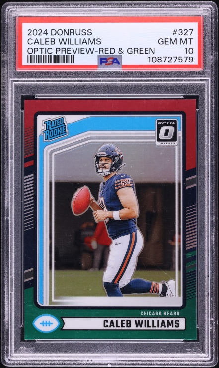 2024 Donruss Optic Preview Red Green Caleb Williams ROOKIE #327 PSA 10 GEM MINT