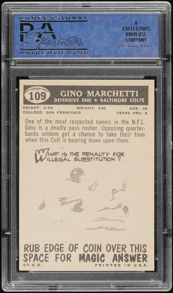 1959 Topps Football Gino Marchetti #109 PSA 9 MINT
