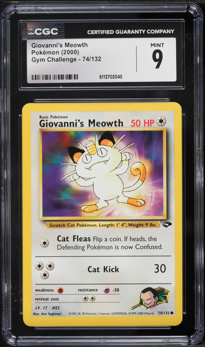 2000 Pokemon Gym Challenge Giovanni's Meowth #74 CGC 9 MINT
