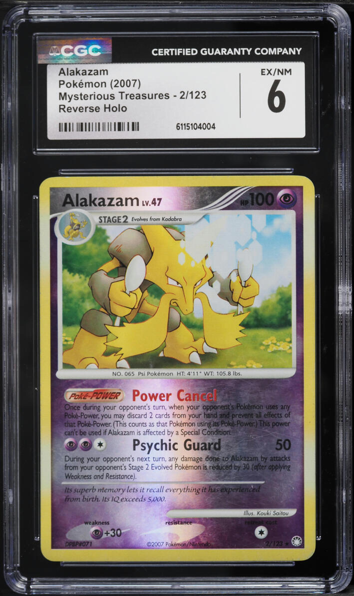 2007 Pokemon Diamond & Pearl Mysterious Treasures Reverse Holo Alakazam #2 CGC 6 EXMT