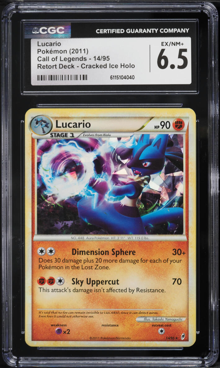 2011 Pokemon Call Of Legends Retort Deck Cracked Ice Holo Lucario #14 CGC 6.5 EXMT+