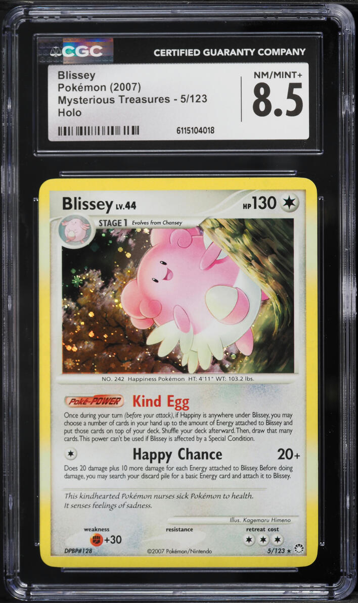 2007 Pokemon Diamond & Pearl Mysterious Treasures Holo Blissey #5 CGC 8.5 NM-MT+