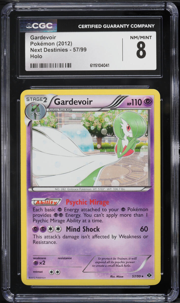 2012 Pokemon Black & White Next Destinies Holo Gardevoir #57 CGC 8 NM-MT