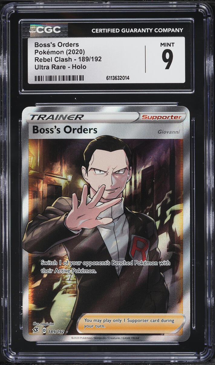 2020 Pokemon Sword & Shield Rebel Clash Full Art Boss's Orders #189 CGC 9 MINT