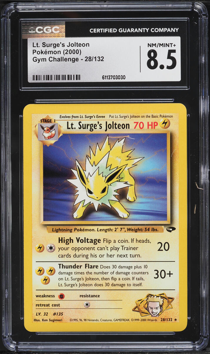 2000 Pokemon Gym Challenge Lt. Surge's Jolteon #28 CGC 8.5 NM-MT+
