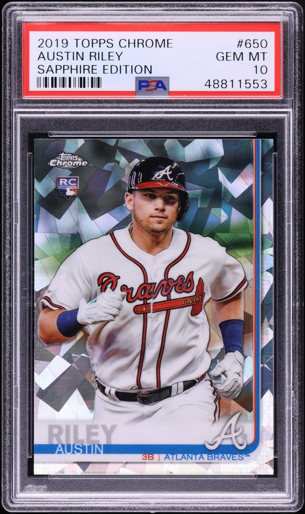 2019 Topps Chrome Sapphire Edition Austin Riley ROOKIE #650 PSA 10 GEM MINT