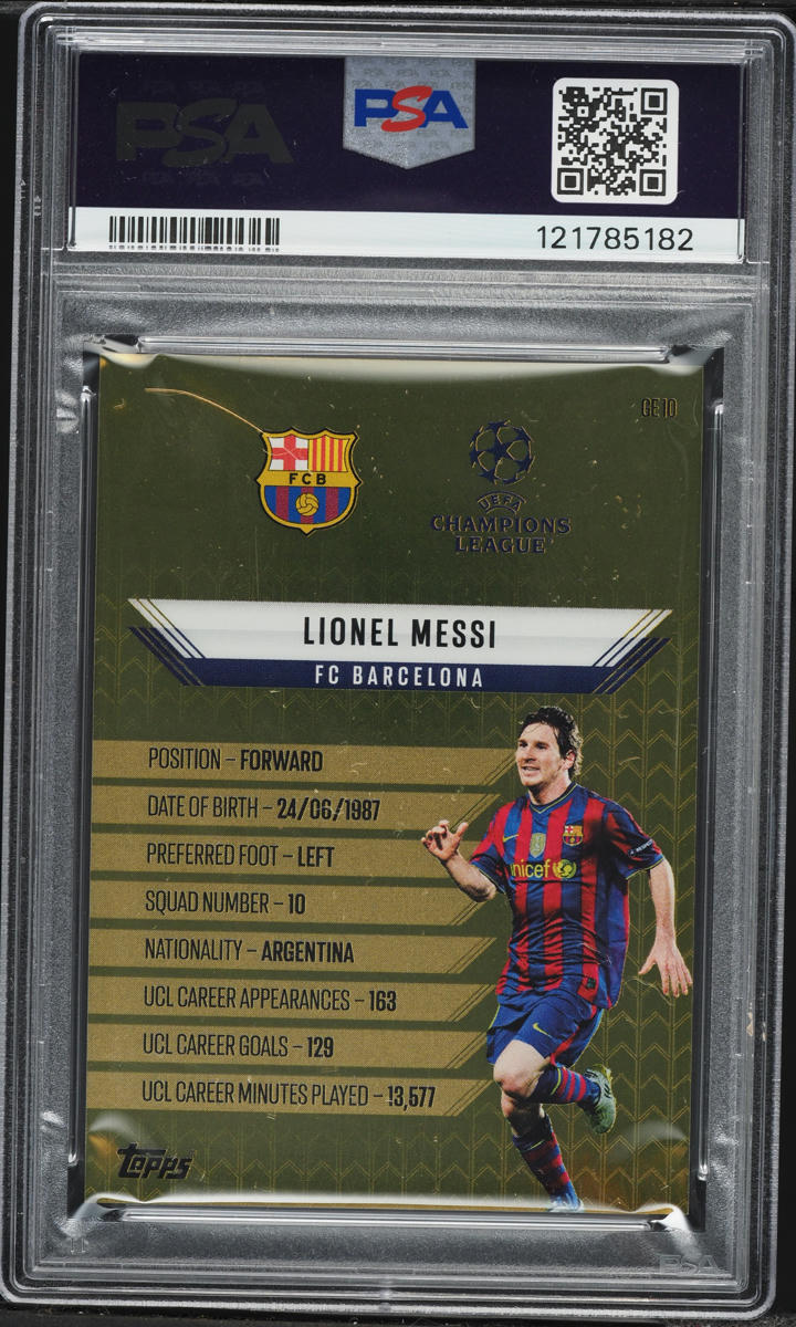 2024 Match Attax UEFA Club Competitions Gold Edge Edition Lionel Messi #GE10 PSA 9 MINT