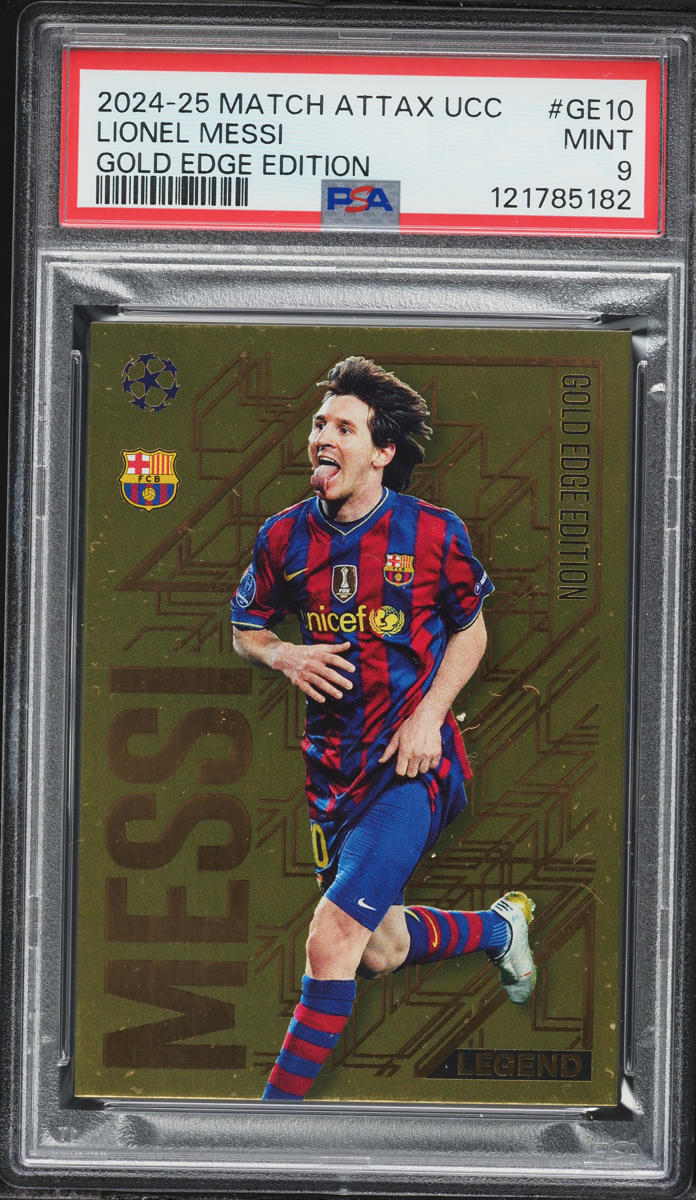 2024 Match Attax UEFA Club Competitions Gold Edge Edition Lionel Messi #GE10 PSA 9 MINT