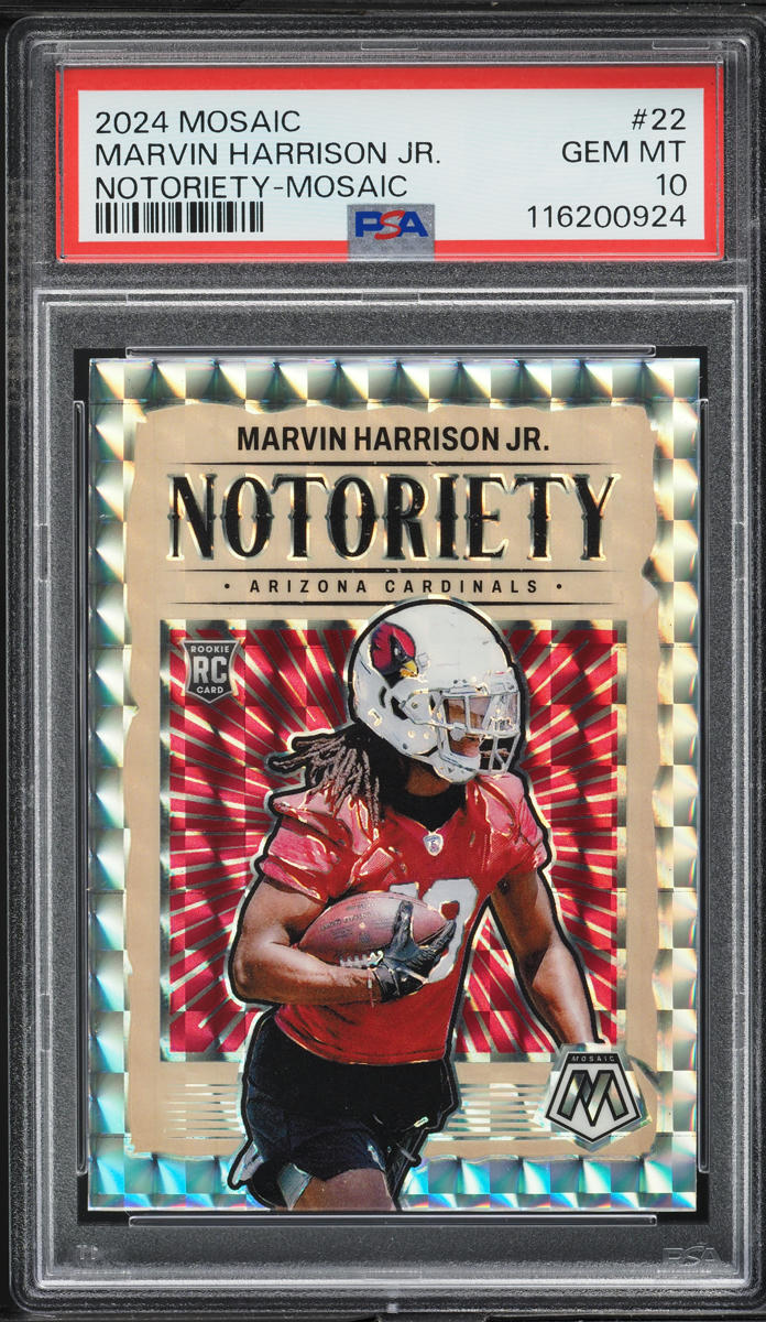 2024 Panini Mosaic Notoriety Marvin Harrison Jr. ROOKIE #22 PSA 10 GEM MINT