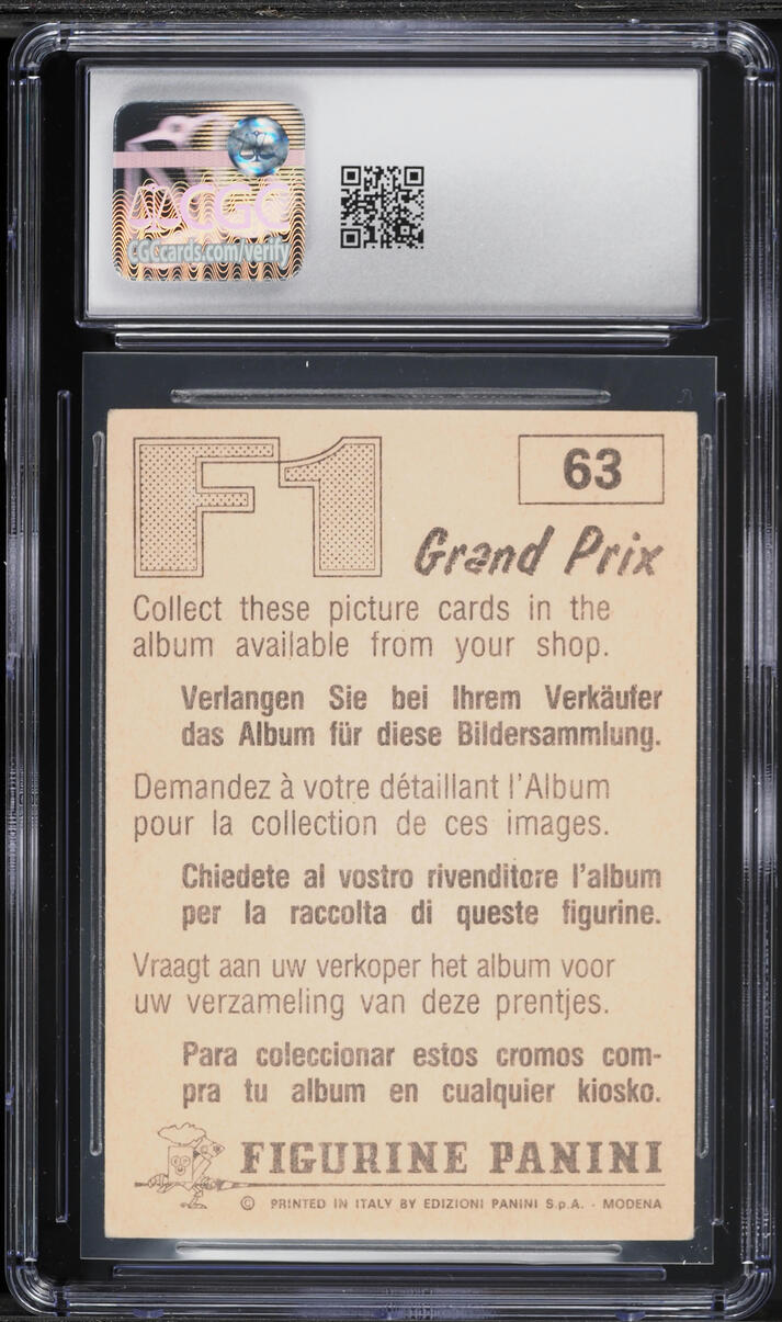 1980 Panini Formula 1 F1 Grand Prix Alain Prost ROOKIE #63 CGC 4 VGEX