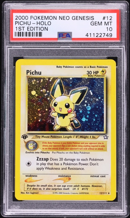 2000 Pokemon Neo Genesis 1st Edition Holo Pichu #12 PSA 10 GEM MINT