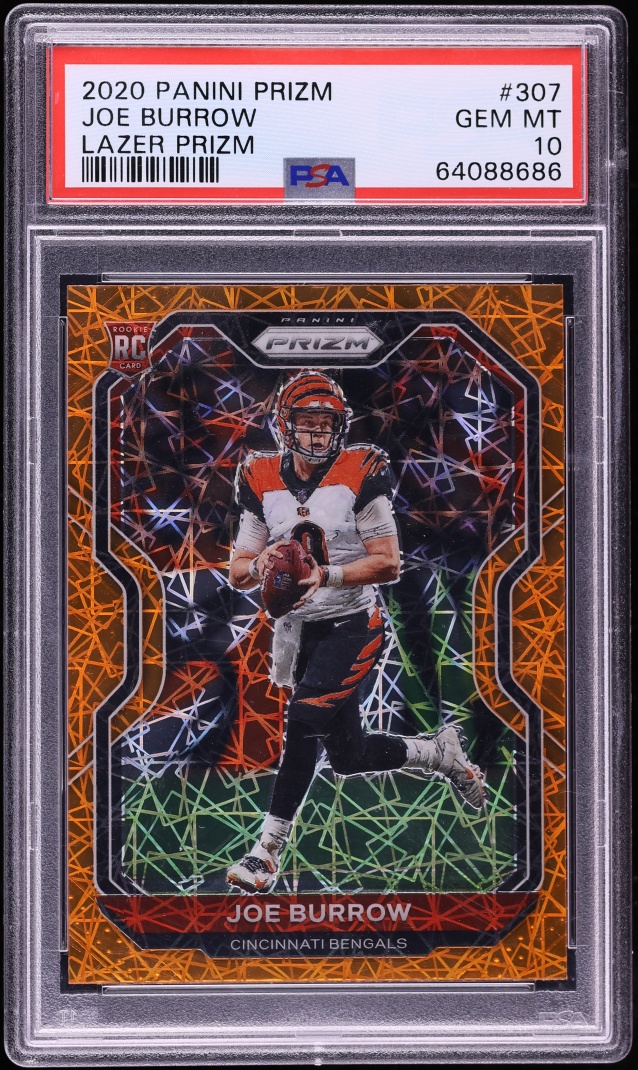 2020 Panini Prizm Lazer Joe Burrow ROOKIE #307 PSA 10 GEM MINT