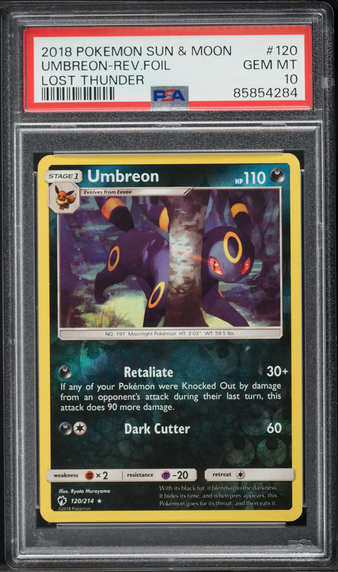2018 Pokemon Sun & Moon Lost Thunder Reverse Holo Umbreon #120 PSA 10 GEM MINT