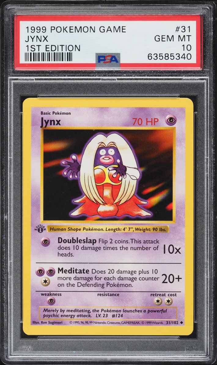 1999 Pokemon Base Set Shadowless 1st Edition Jynx #31 PSA 10 GEM MINT