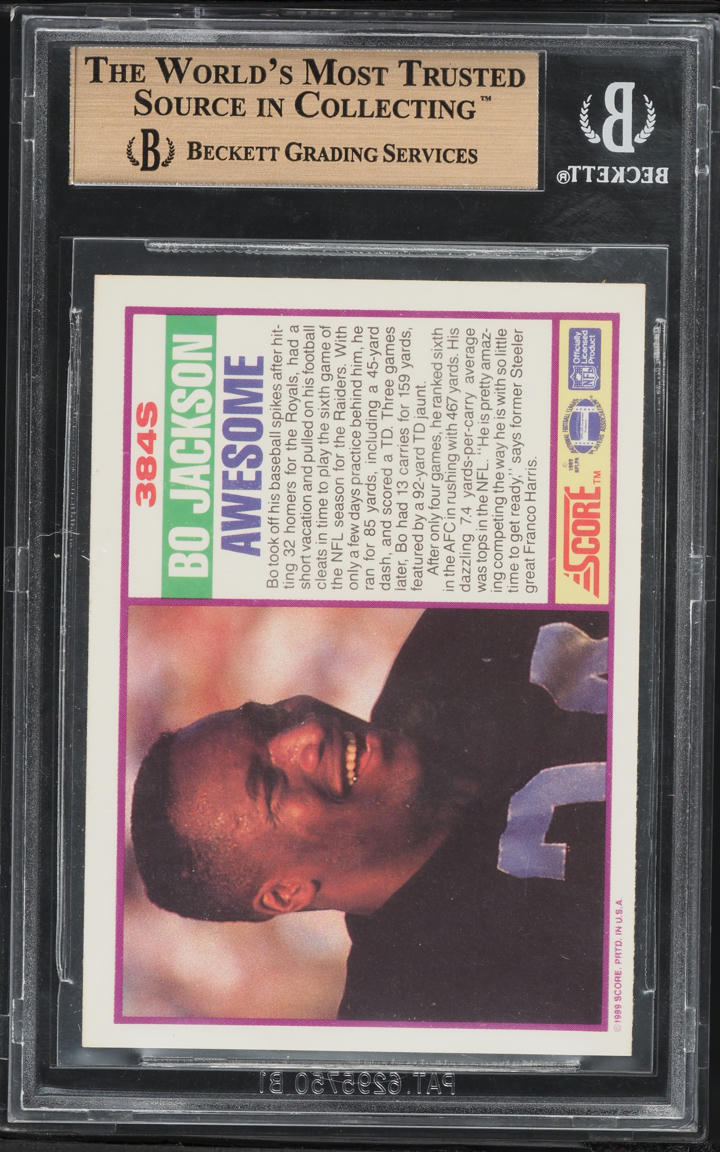 1989 Score Supplemental Bo Jackson #384S BGS 10 PRISTINE