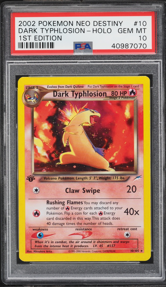 2002 Pokemon Neo Destiny 1st Edition Holo Dark Typhlosion #10 PSA 10 GEM MINT
