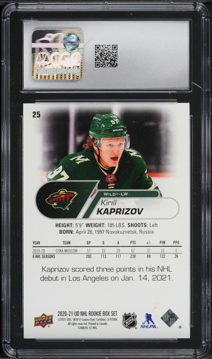 2020 Upper Deck Box Set Kirill Kaprizov ROOKIE #25 CGC 8.5 NM-MT+