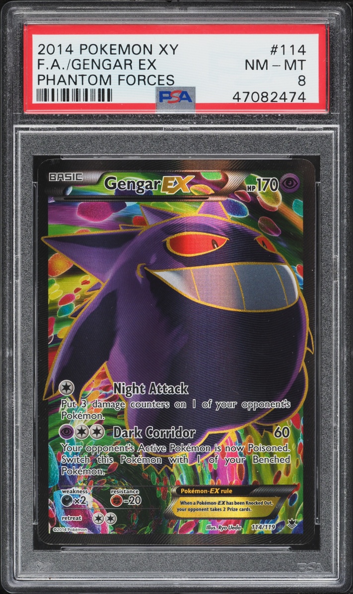2014 Pokemon XY Phantom Forces Full Art Gengar EX #114 PSA 8 NM-MT