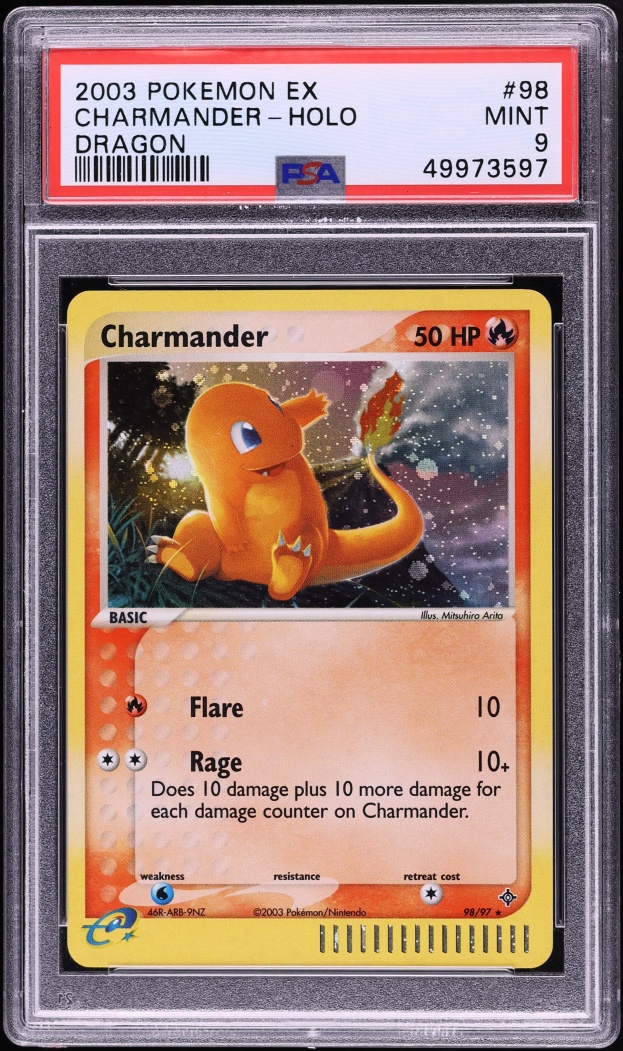 2003 Pokemon EX Dragon Holo Charmander #98 PSA 9 MINT