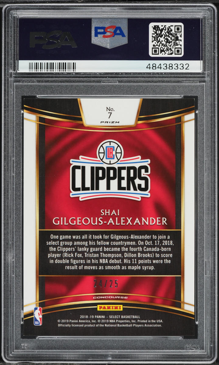2018 Select Concourse Tie-Dye Prizm Shai Gilgeous-Alexander ROOKIE /25 #7 PSA 9
