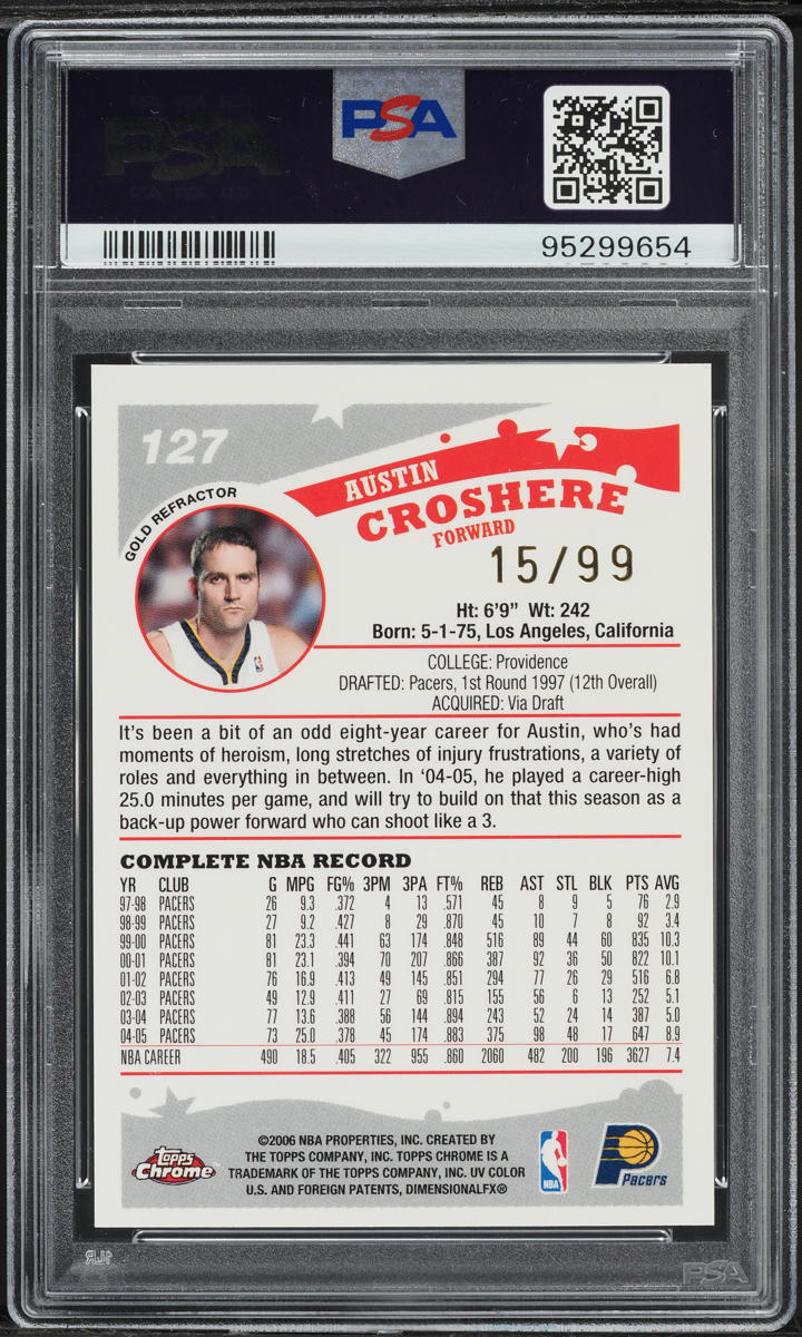 2005 Topps Chrome Gold Refractor Austin Croshere /99 #127 PSA 9 MINT