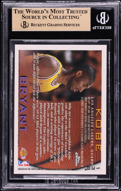1996 Topps Chrome Refractor Kobe Bryant ROOKIE #138 BGS 10 PRISTINE