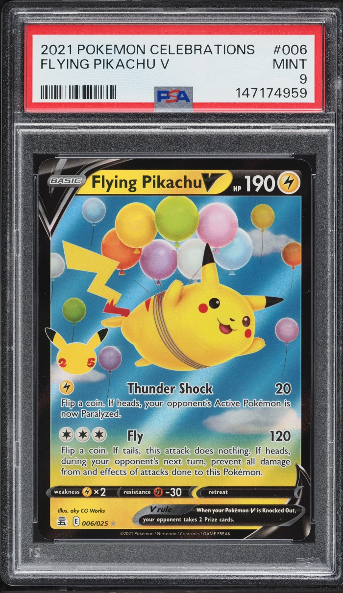 2021 Pokemon Sword & Shield Celebrations Holo Flying Pikachu V #6 PSA 9 MINT