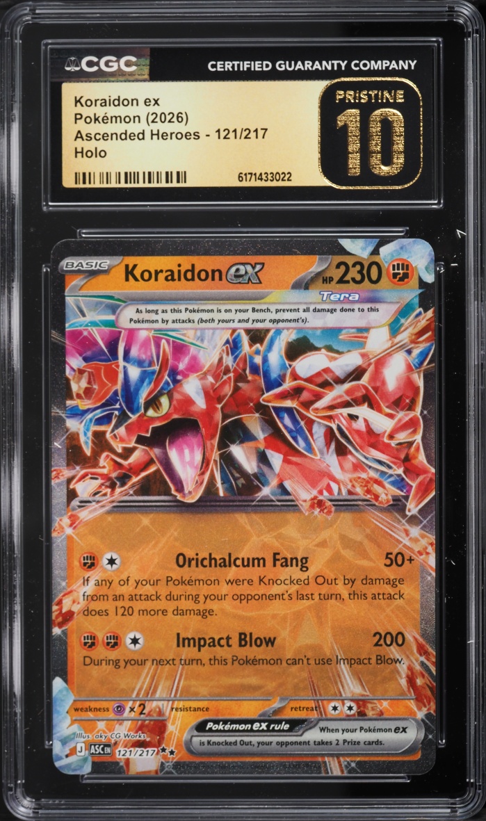 2026 Pokemon Mega Evolution Ascended Heroes Holo Koraidon Ex #121 CGC 10 PRISTINE