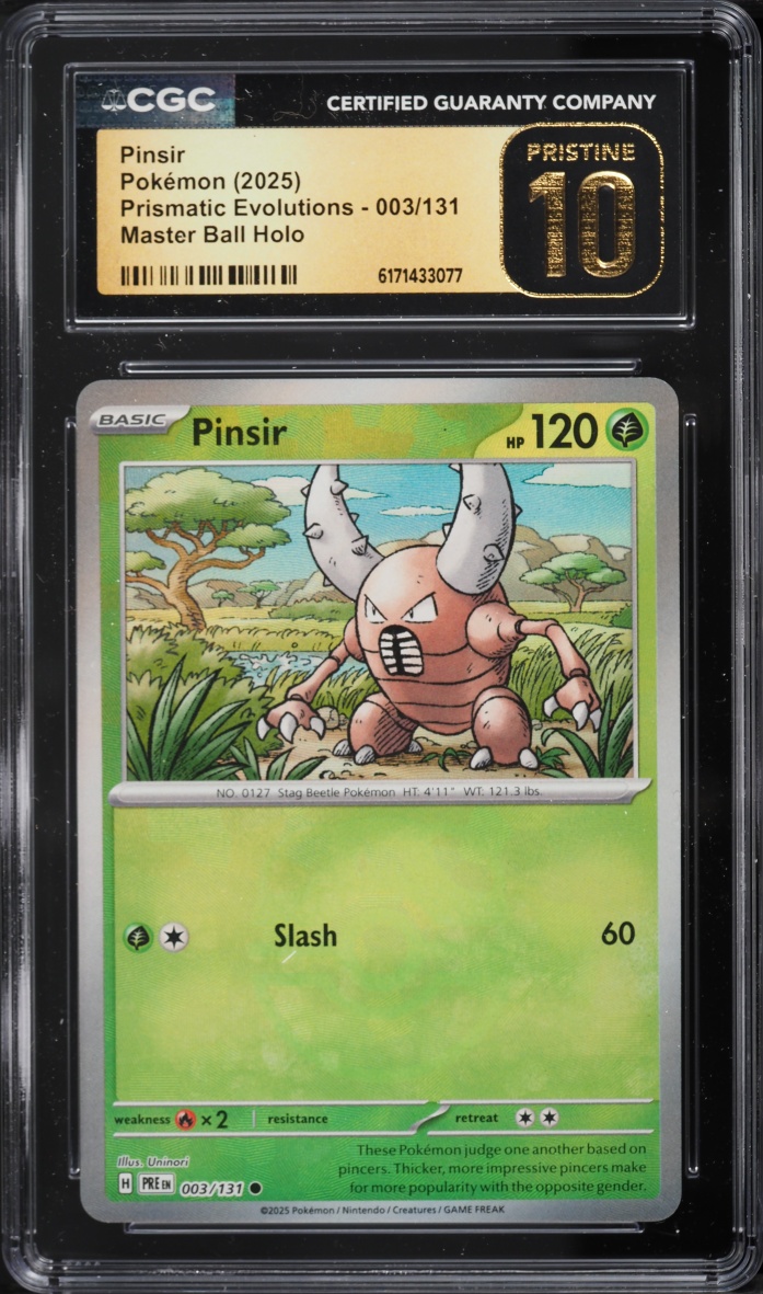 2025 Pokemon Scarlet & Violet Prismatic Evolutions Master Ball Holo Pinsir #3 CGC 10 PRISTINE