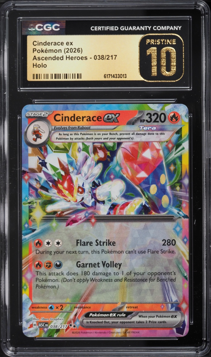 2026 Pokemon Mega Evolution Ascended Heroes Holo Cinderace Ex #38 CGC 10 PRISTINE