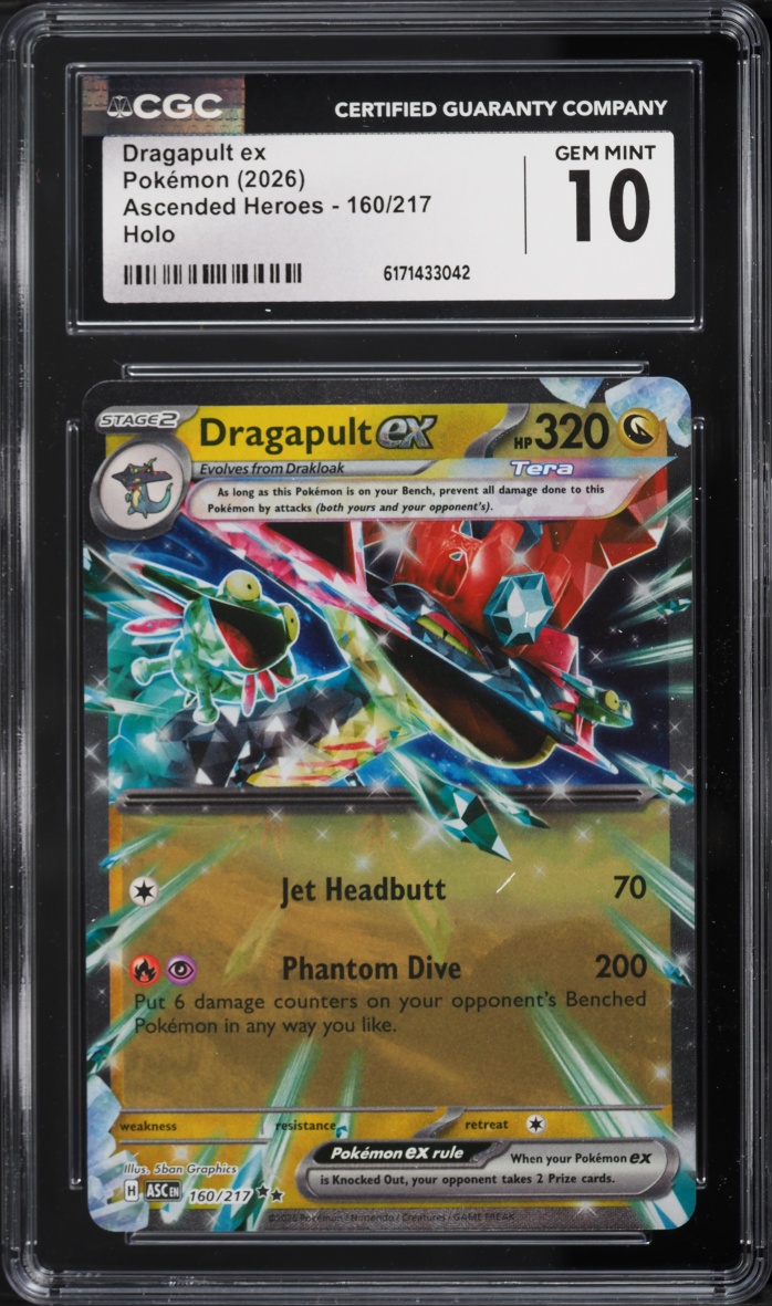 2026 Pokemon Mega Evolution Ascended Heroes Holo Dragapult Ex #160 CGC 10 GEM MINT